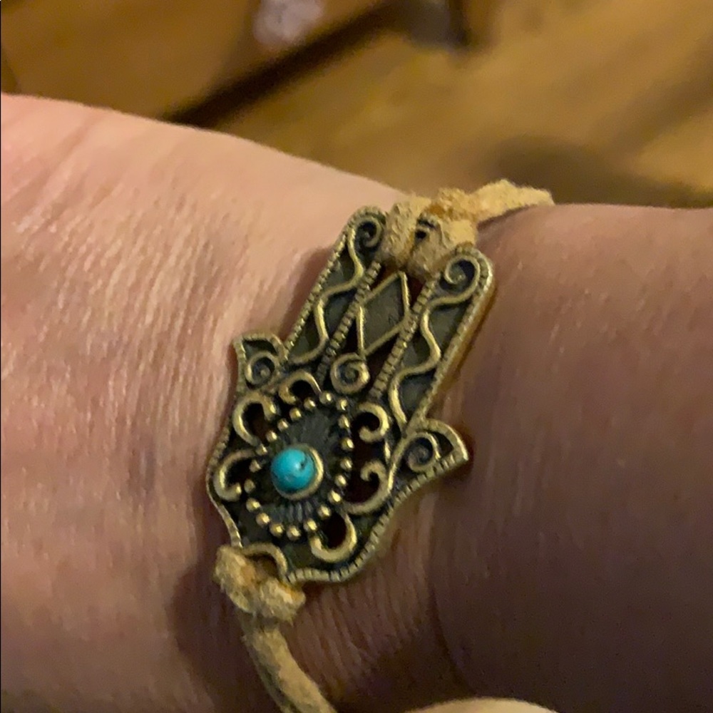 Hamsa bracelet with suede band